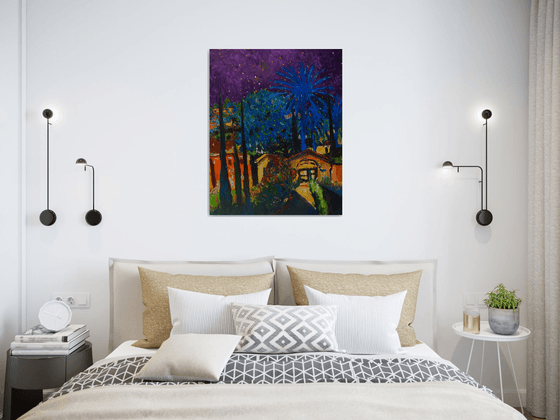 Sleeping Town with a Blue Palm Tree