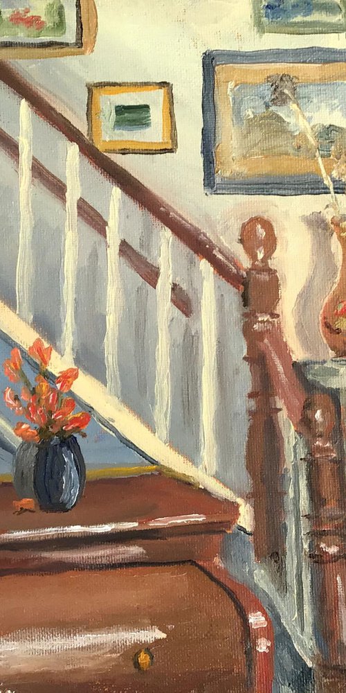 House interior - our hallway - an original oil painting by Julian Lovegrove Art