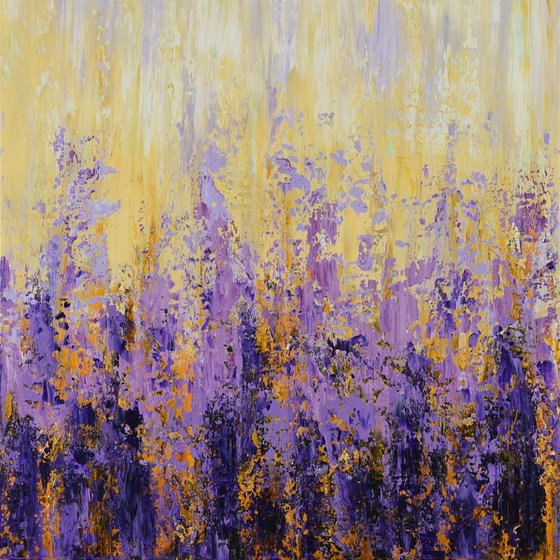 Lavender Field - Textured Abstract Floral Painting