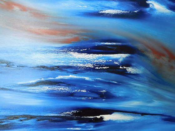 Again, lost in blue - 90x60 cm,  LARGE XL, Original abstract painting, oil on canvas