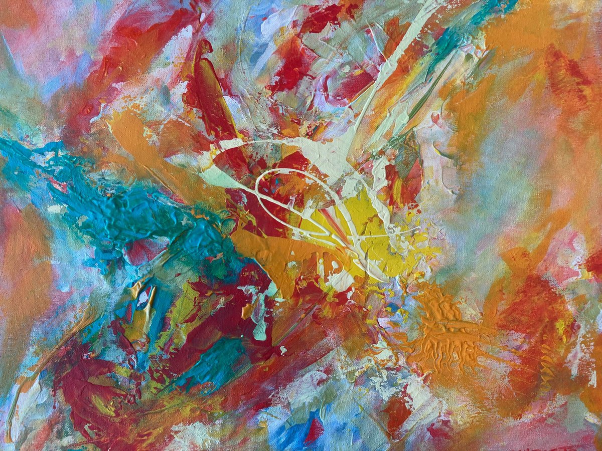 Abstract Acrylic Painting By Ben De Soto, 20 X 16, Abstract Qq3, Original Artwork