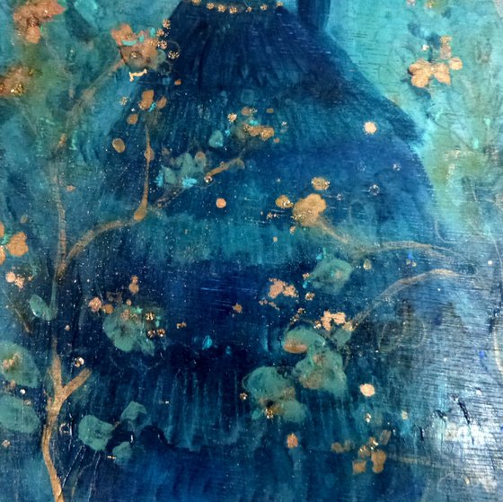 Judith 's night 15 x 30 cm on wood.