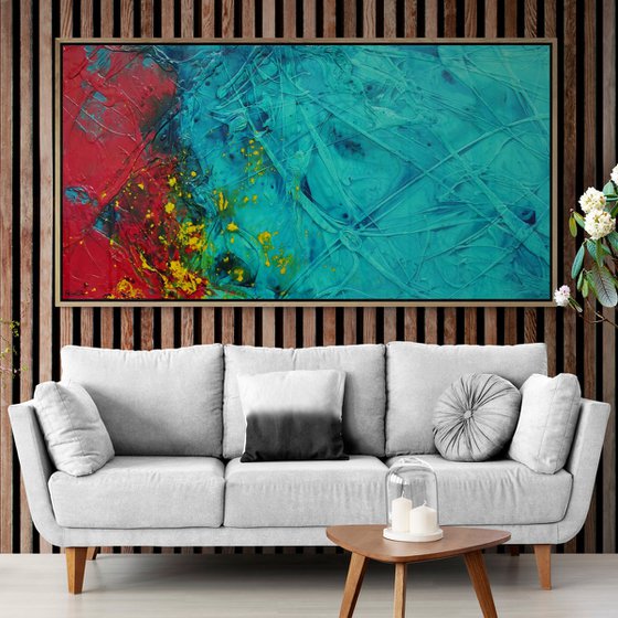 Jaded Red Dragon 190cm x 100cm Textured Abstract Art