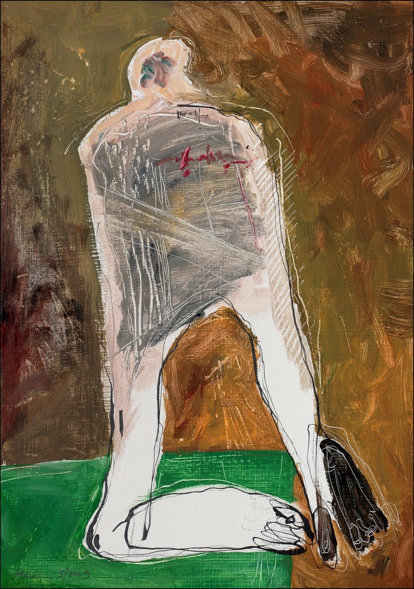 Portrait Acrylic Painting By Jiri Havlik, 14 X 20, May 2019, Original Artwork