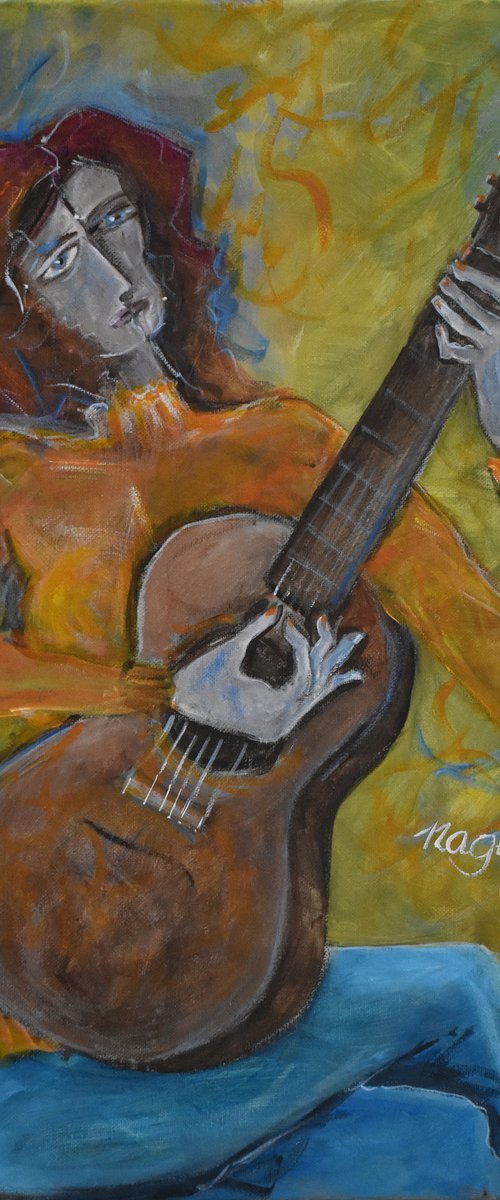 Woman with Guitar by Nagui