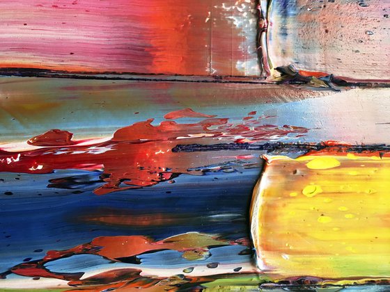 "Rotting Rainbow" -  Original PMS Oil Painting On Reclaimed Wood - 38 x 12 inches