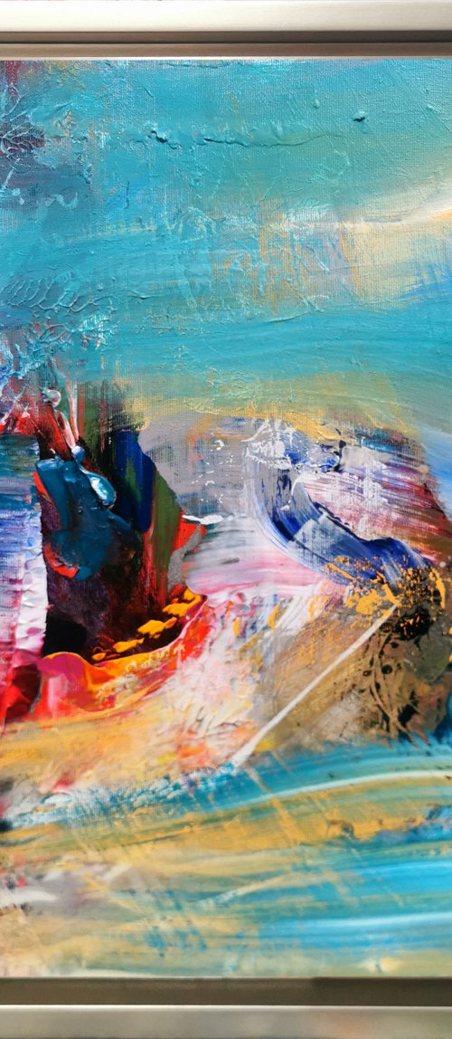 Framed beautiful abstract beach landscape Lost on a island  Kloska by Kloska Ovidiu