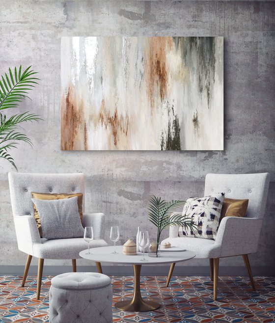 "Instant 2" Abstract gray brown beige art