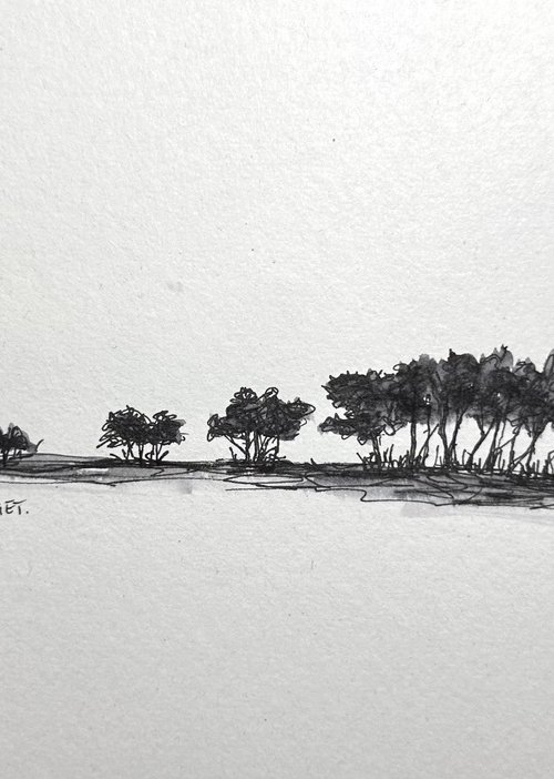 Trees in Pen and Ink - Norfolk Landscape English Countryside by Catherine Winget