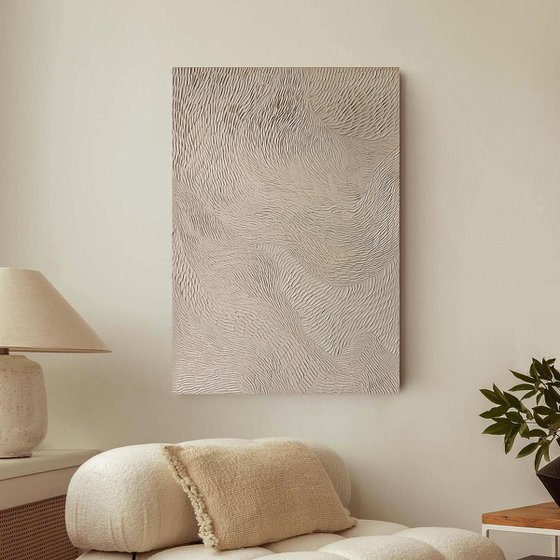"Fluency 5" High textured abstract beige art
