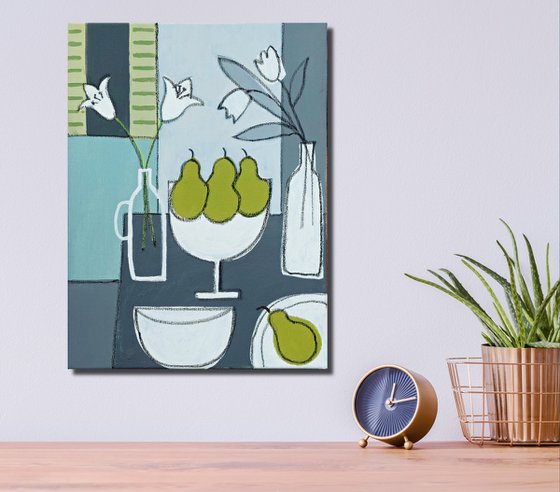 Still Life with 4 Pears II