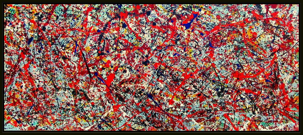 CONVERGENCE 11, framed, Pollock style by Tomaz Gorjanc - Tomo