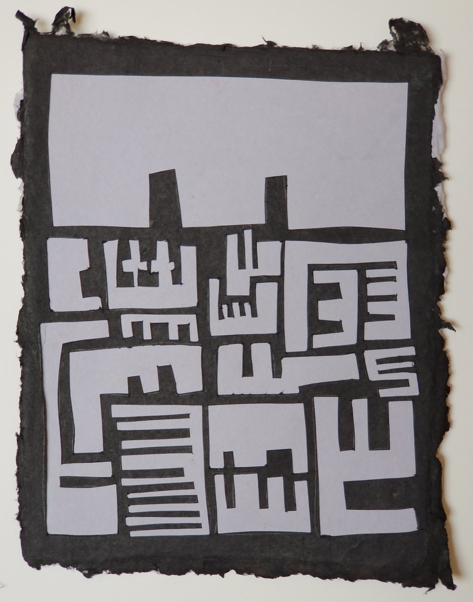 Abstract Collage By Anna Jannack, 9 X 11, Shapes Jammin Vii, Original Artwork