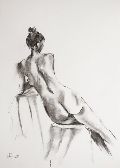 Nude in charcoal. 12. Black and white minimalistic female girl beauty body positive by Sasha Romm