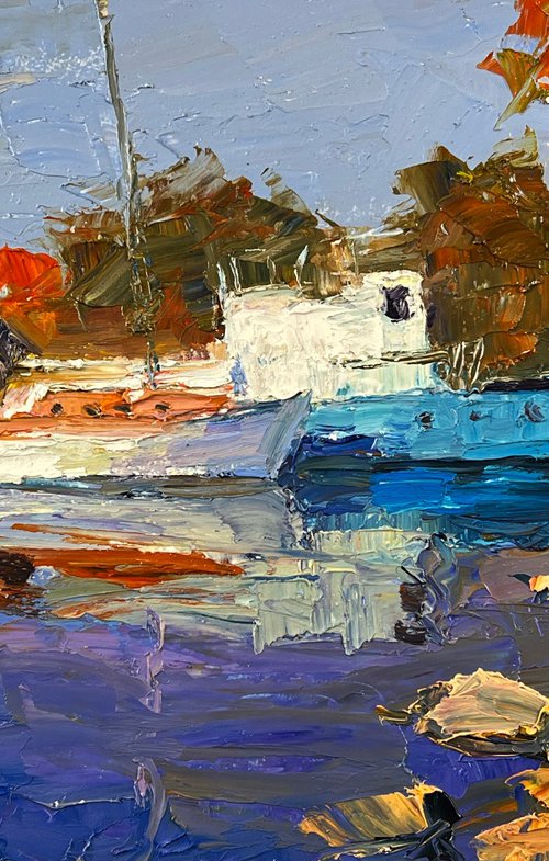 Luxury Boat at the Dock by Boris Serdyuk