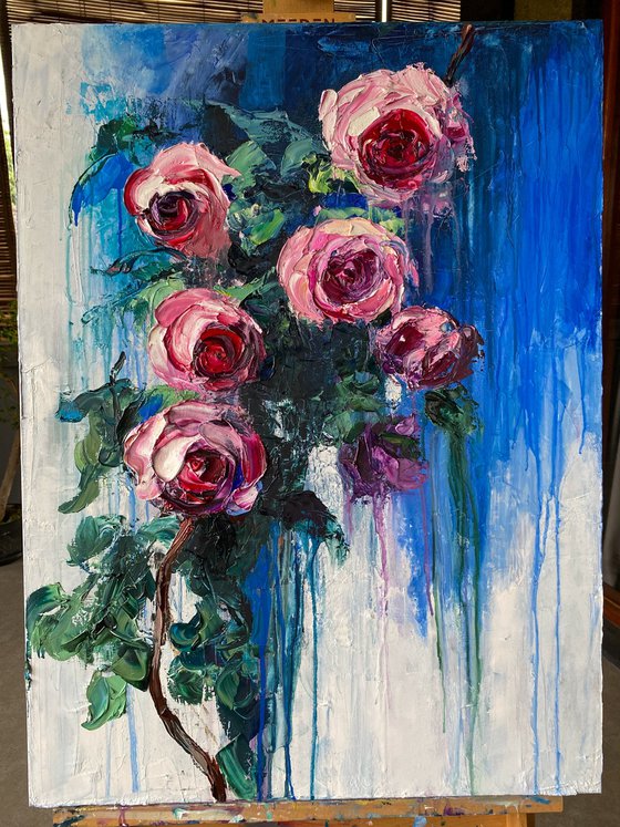 Flowing Roses in Blue II