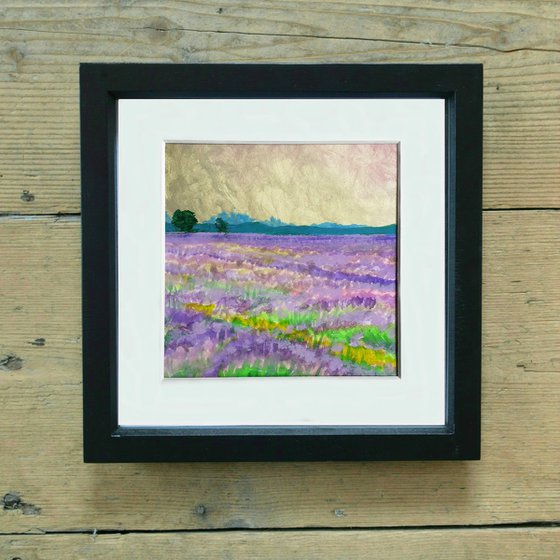 Lavender Fields - mounted landscape, small gift idea