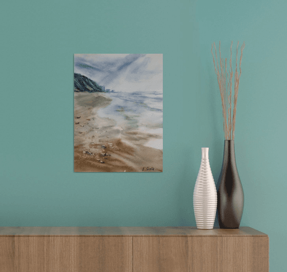 Seascape with beach and mountains #3
