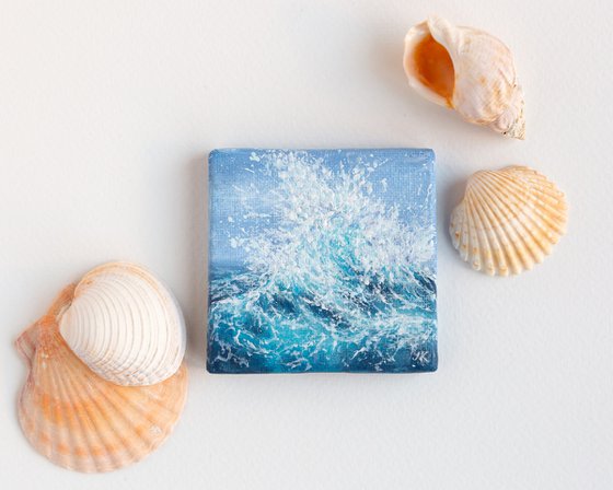 Miniature blue ocean waves