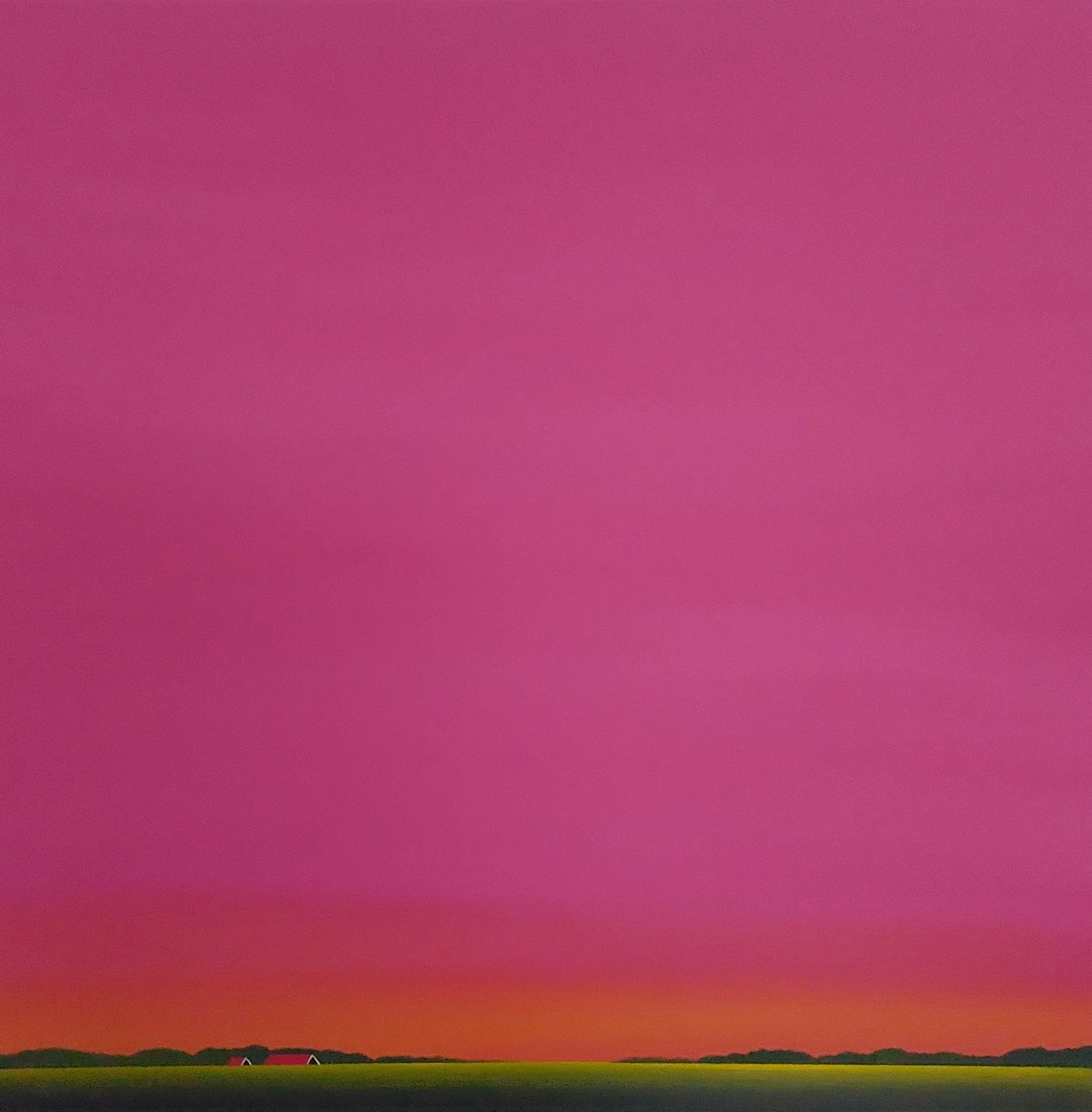 Landscape Acrylic Painting By Nelly Van Nieuwenhuijzen, 37 X 37", Dawn (December), Original Artwork