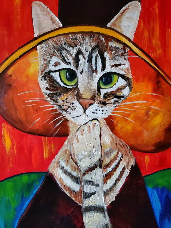 Cat  in a Hat, inspired by Amedeo Clemente Modigliani