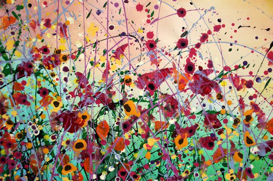 Liberty #3 - Super sized original abstract floral landscape