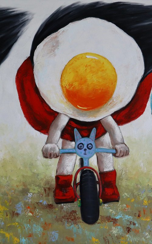 Egg girls racing their bikes by Ta Byrne