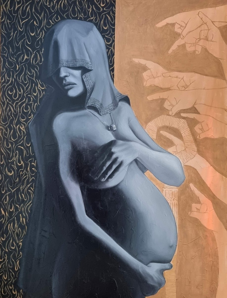 Expressive Portrait Oil Painting By Artmoods Tp, 30 X 39, Tamar, Original Artwork