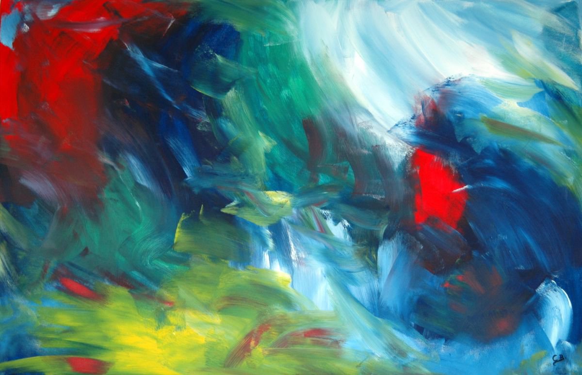 Abstract Acrylic Painting By Cb., 45 X 30, Abstract On Canvas 117, Original Artwork