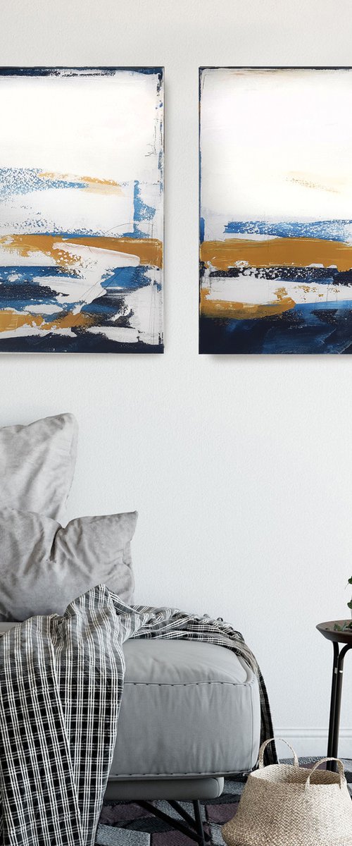 PIECE OF SALT WATER #3 | ABSTRACT DIPTICHON by Stefanie Rogge