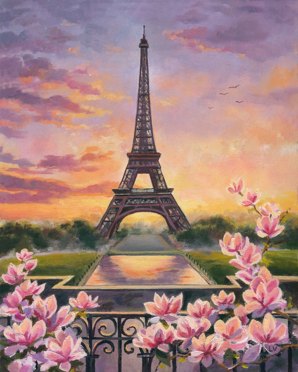 Photorealistic Oil Painting , Eiffel Tower In Paris By Lucia Verdejo, 9 X 11, Artwork For Sale On Artfinder