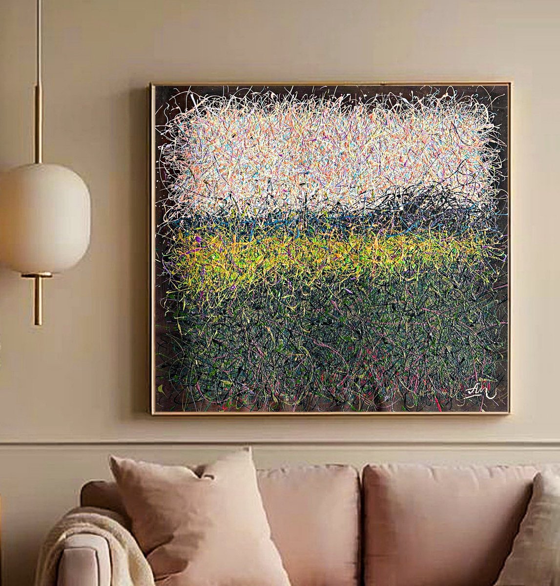 Impressionistic Landscape Acrylic Painting By Nadiia Antoniuk, 39 X 35", Threshold Of Stillness, Original Artwork