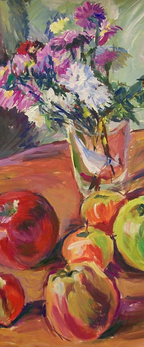 Apples and chrysanthemums by Alexander Shvyrkov
