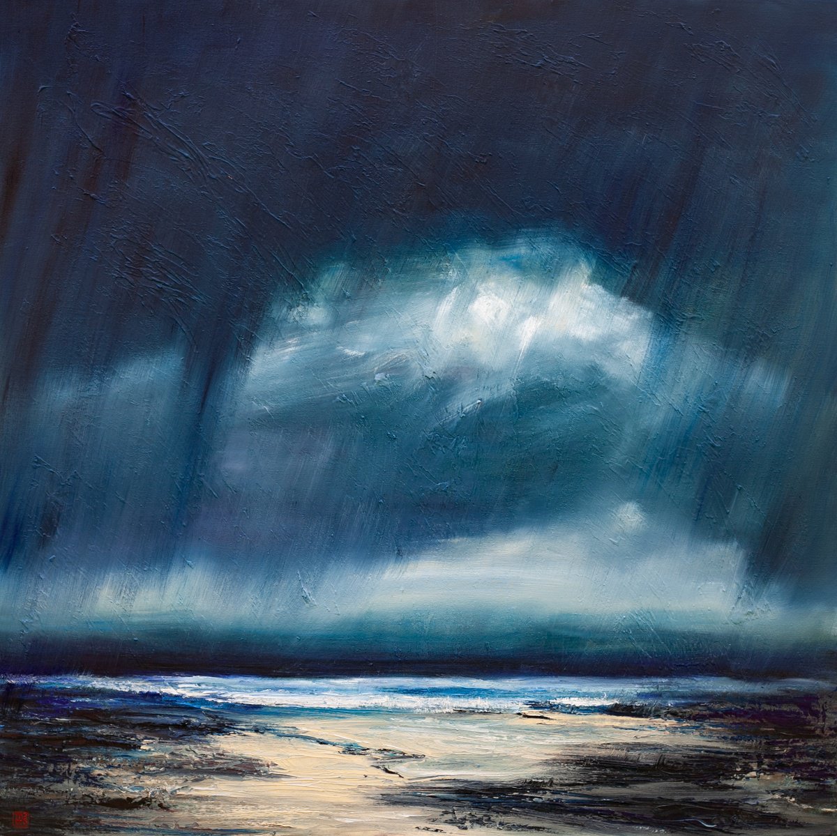 Expressive Landscape Oil Painting By Liudmila Pisliakova, 31 X 31", The Wind Remembers, Original Artwork