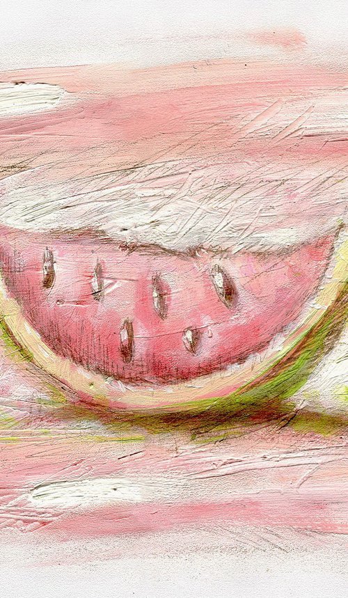 Watermelons On Pink Background by Evgen Semenyuk