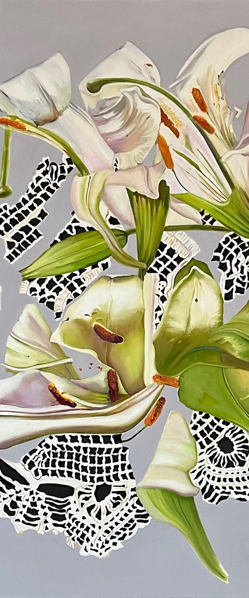 Lilies on Lace. by Natalia Lugovskaya