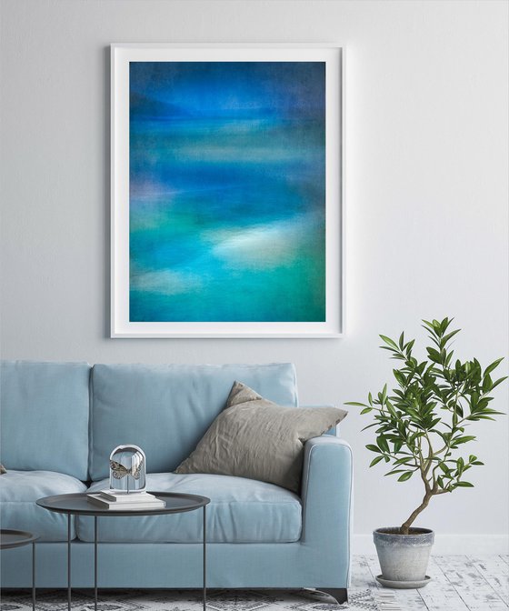 Large Vertical Abstract - Moody Blue Daydream