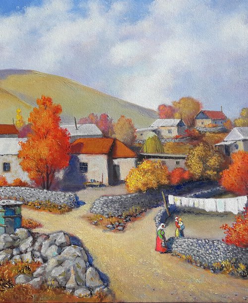 Autumn landscape (50x100cm, oil painting, ready to hang) by Sergey Xachatryan