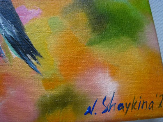 Hummingbird with Pink Flower