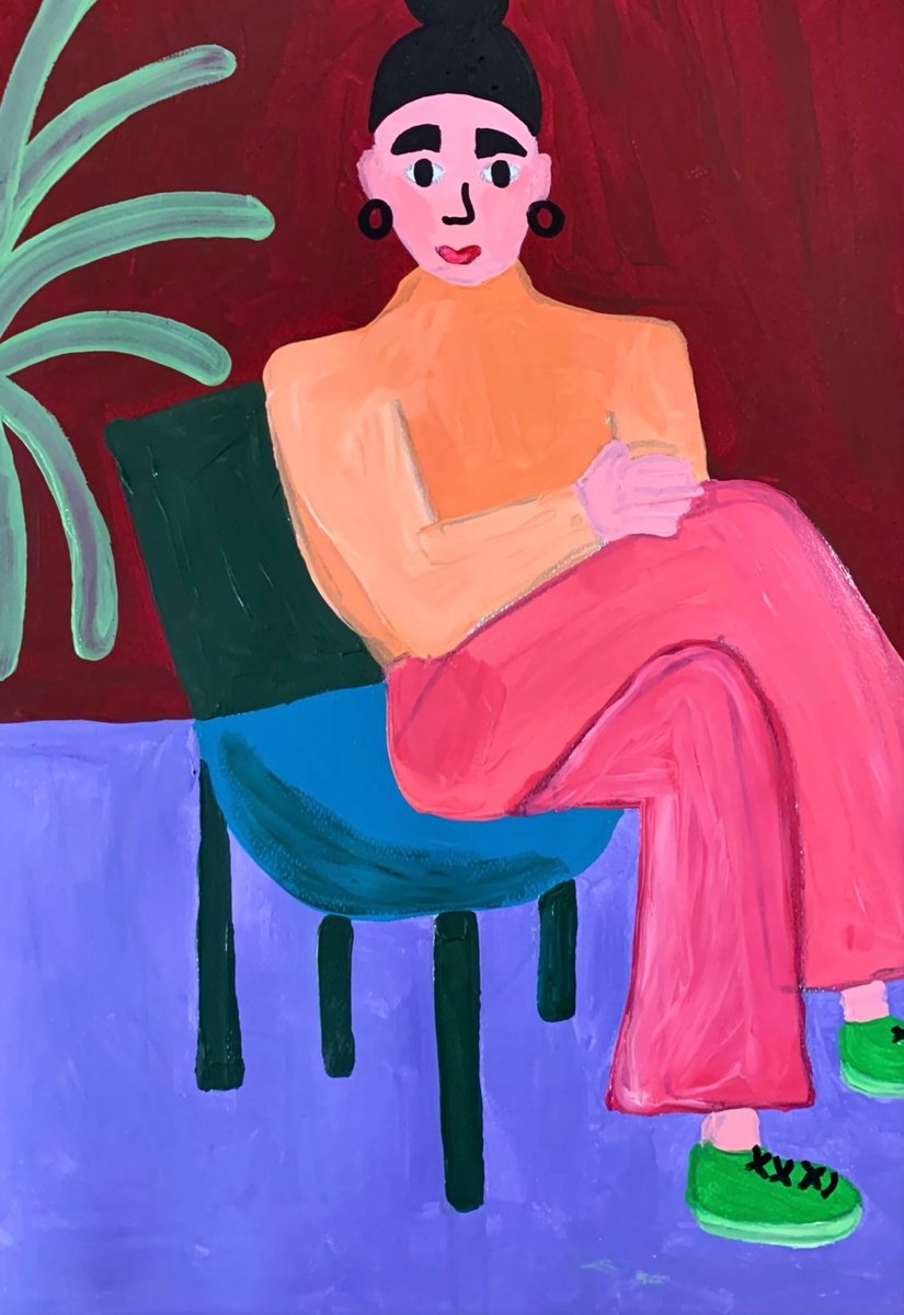 Urban And Pop Portrait Acrylic Painting By Aurora Camaiani, 14 X 20, Woman With Earrings, Original Artwork