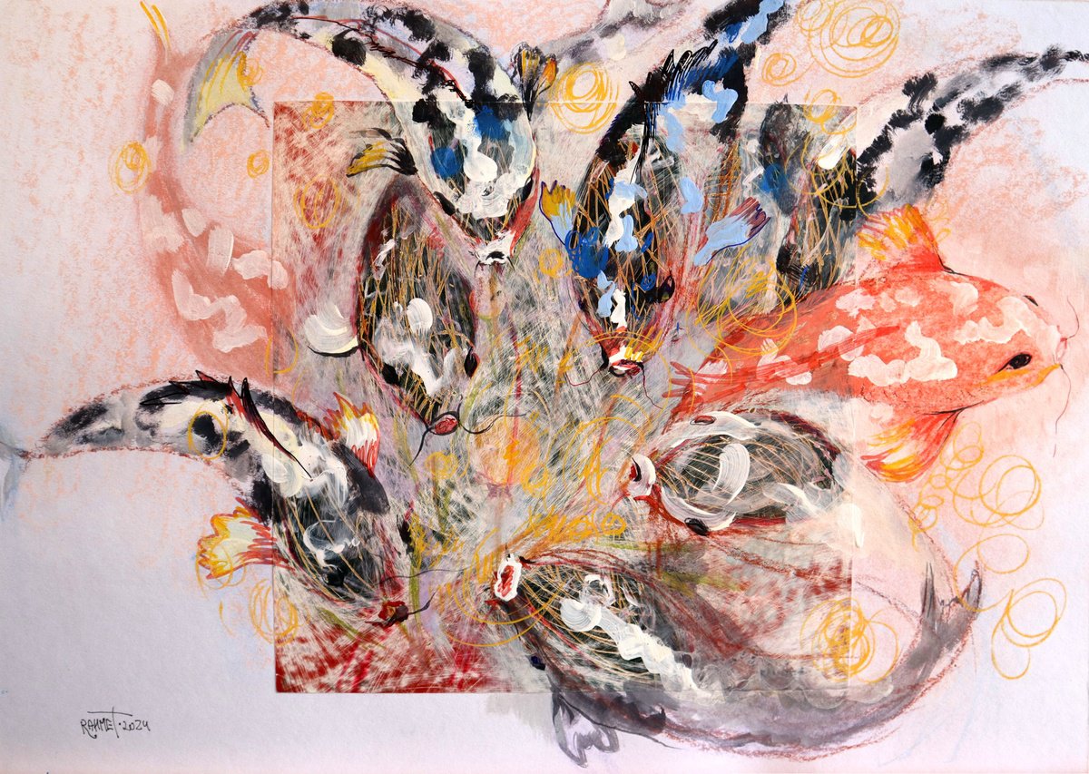 Impressionistic Botanical Acrylic Painting By Rakhmet Redzhepov, 23 X 17", Fantasy With Flowers 186, Original Artwork