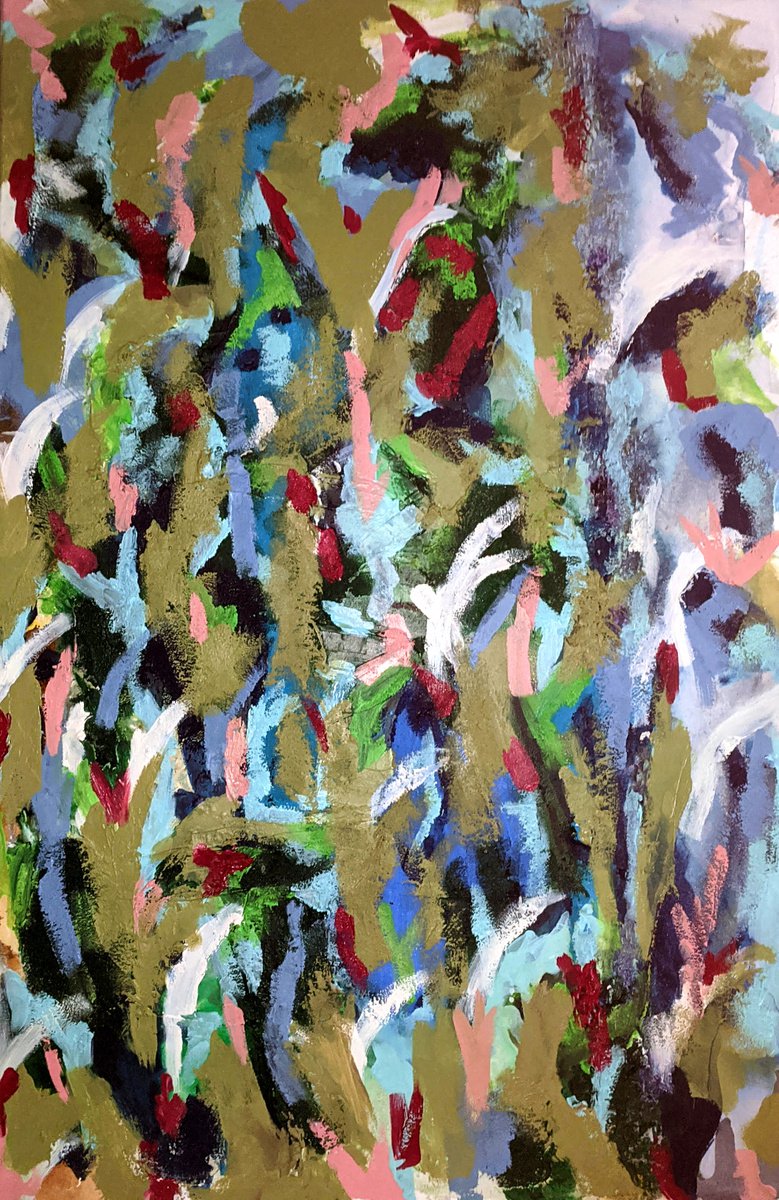 Expressive Abstract Painting By Shelli Finch, 24 X 36", Finger On The Pulse, Original Artwork