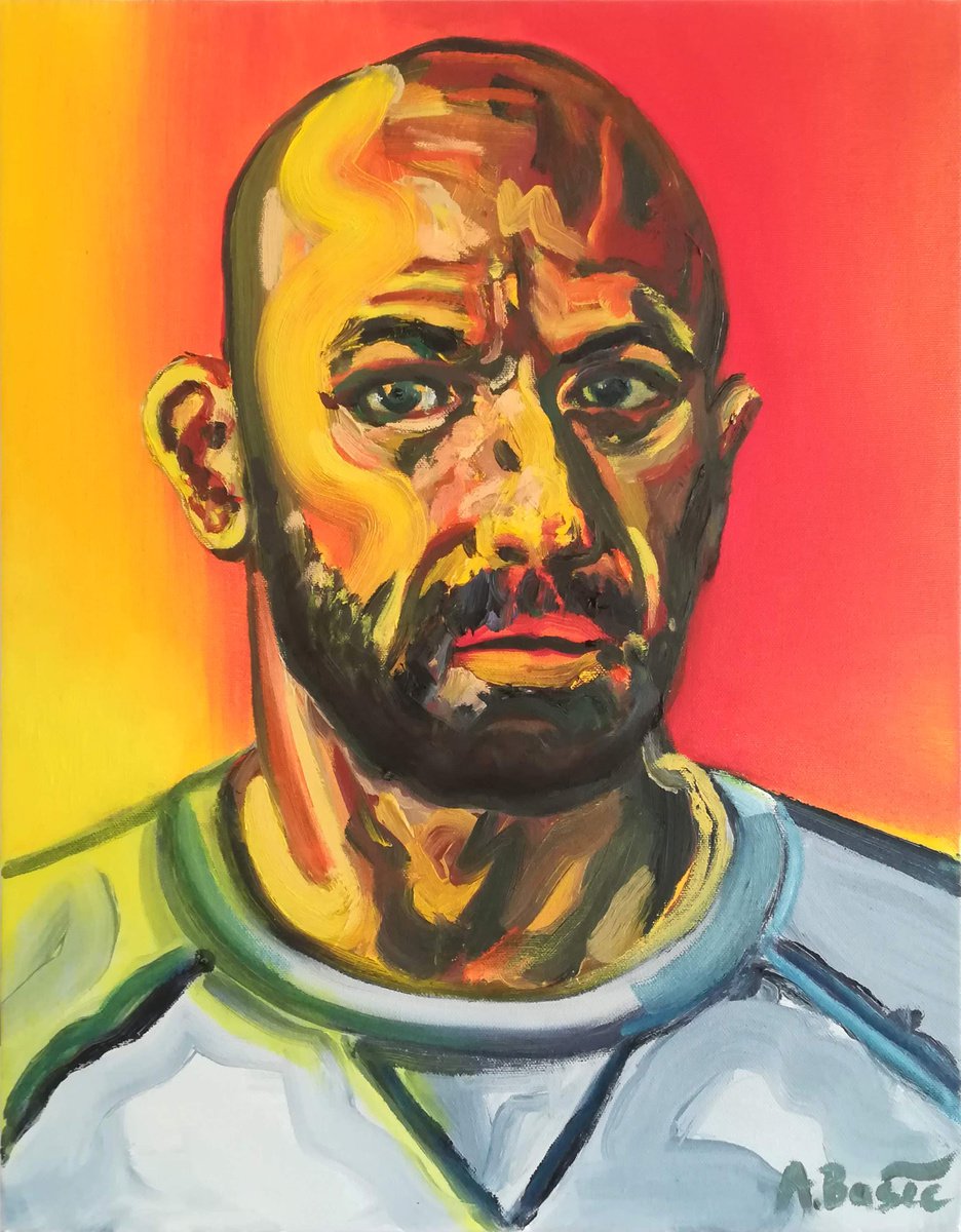 Expressive Portrait Oil Painting By Aleksandar Basic, 14 X 18, Peter Doig, Original Artwork