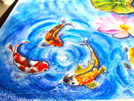 Koi fish with lotus