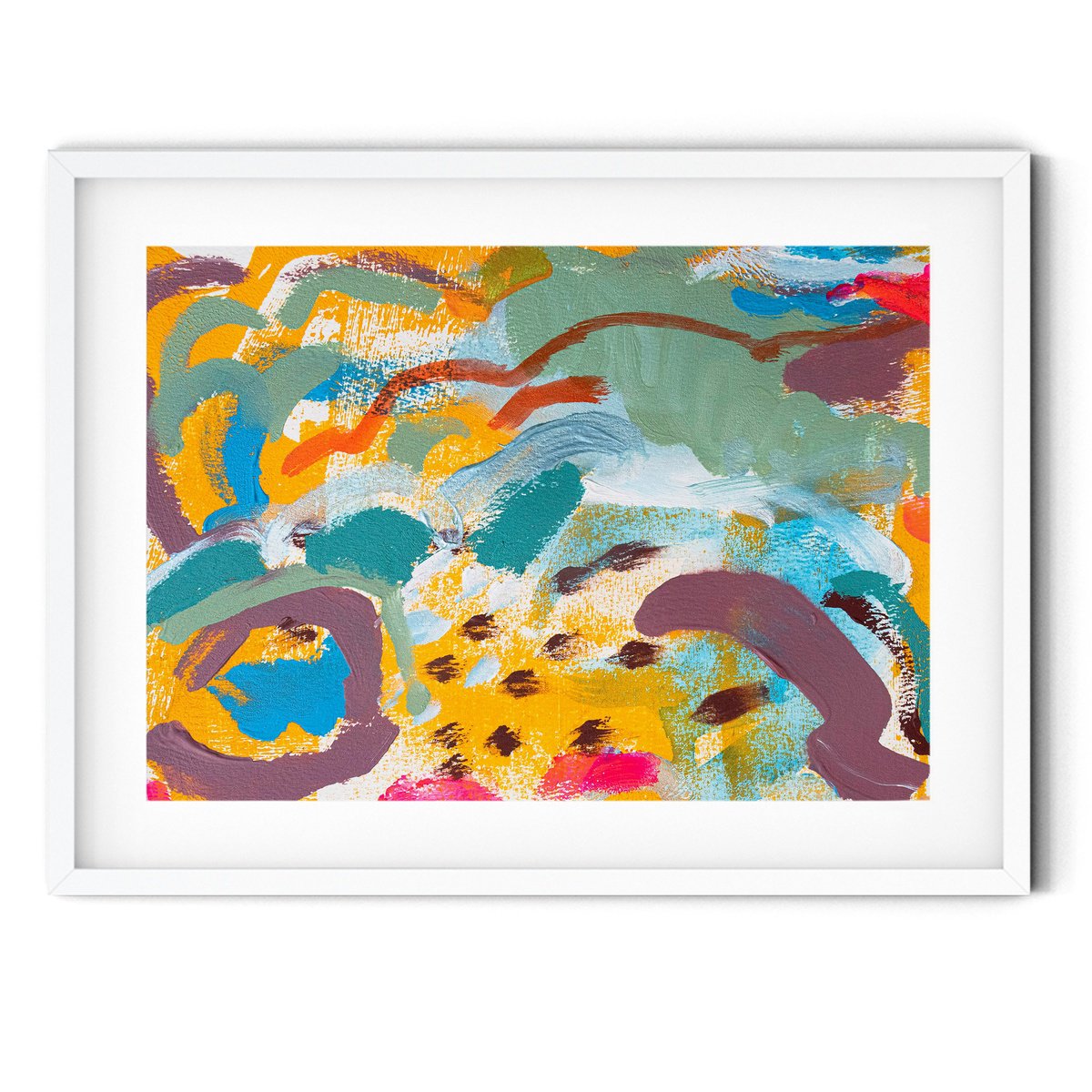 Expressive Abstract Acrylic Painting By Suzie Cumming, 12 X 8", Yellow Country Dash, Original Artwork