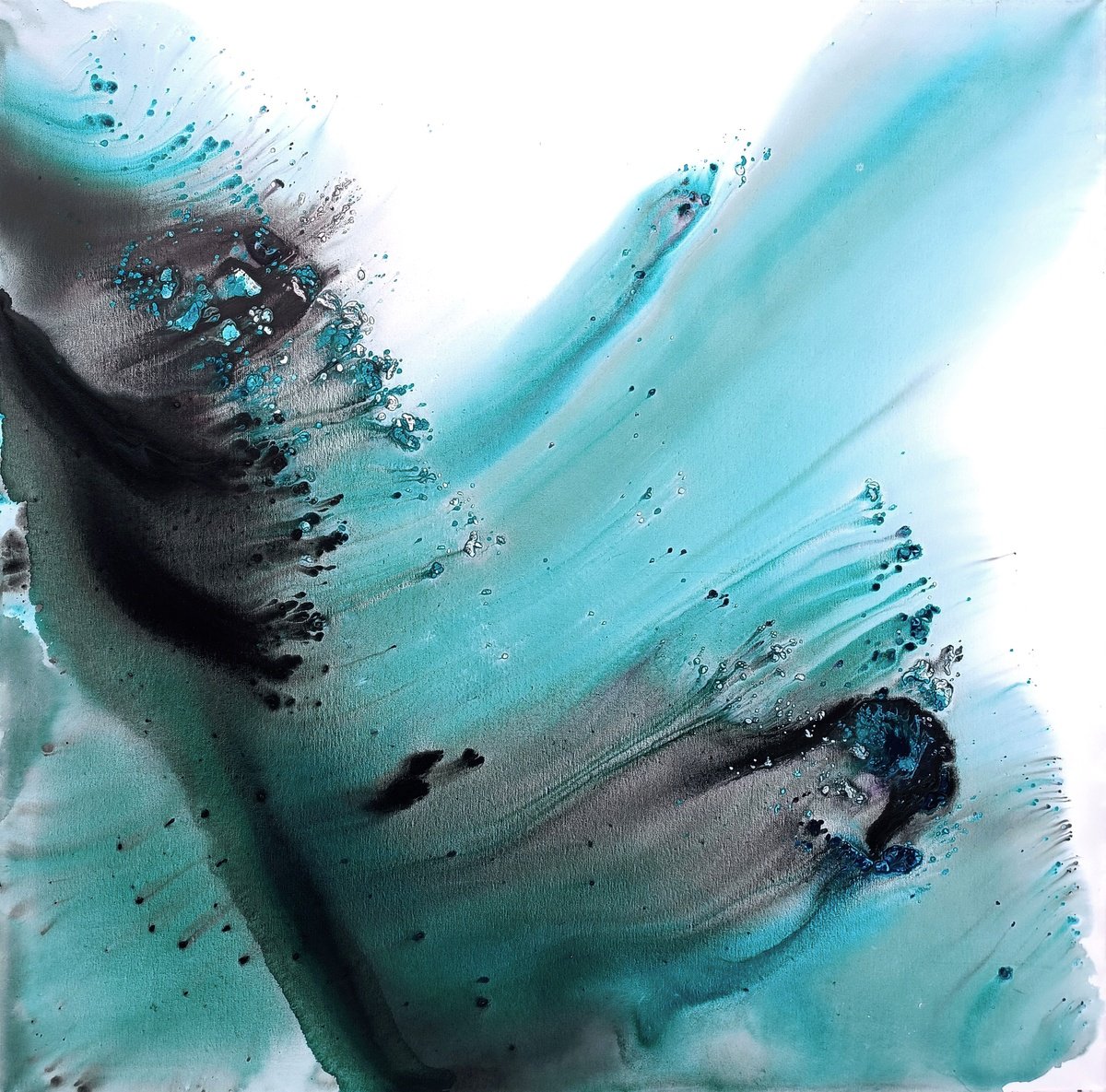 Abstract Landscape Acrylic Painting By Muriel Napoli, 47 X 47", Nature 424, Original Artwork