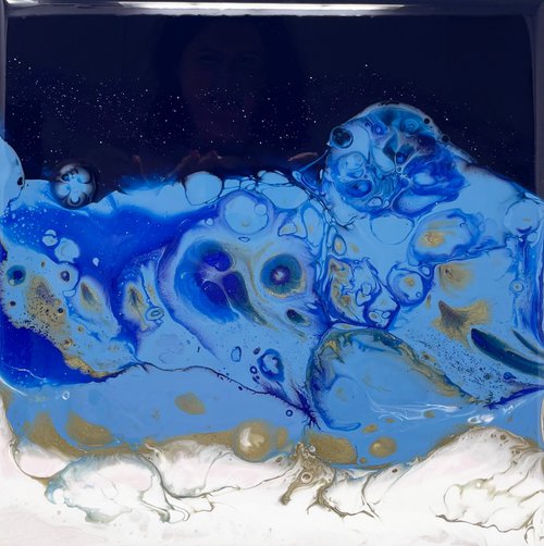 Blue Gold Bubble Fusion Resin by Hannah  Bruce
