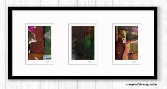 Abstract Collage Collection 2 - 3 Small Matted paintings by Kathy Morton Stanion