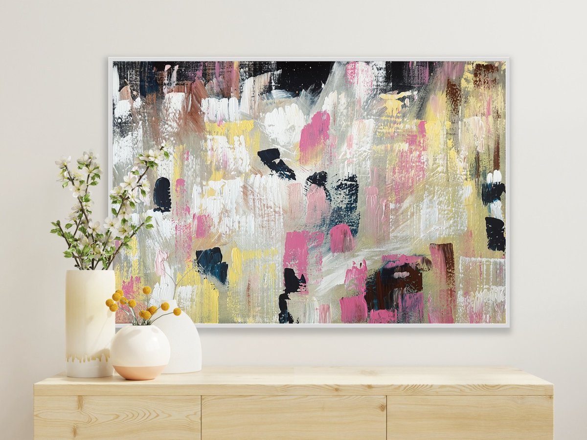 Geometric Abstract Acrylic Painting By Alanah Jarvis, 36 X 24, Where The Tide Settles, Original Artwork