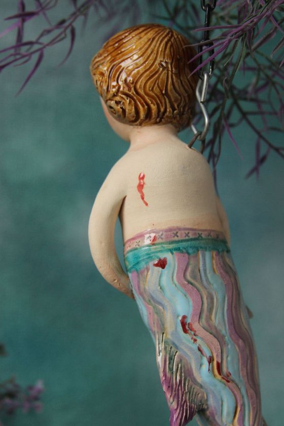 Escaped Mermaid, hanging sculpture.